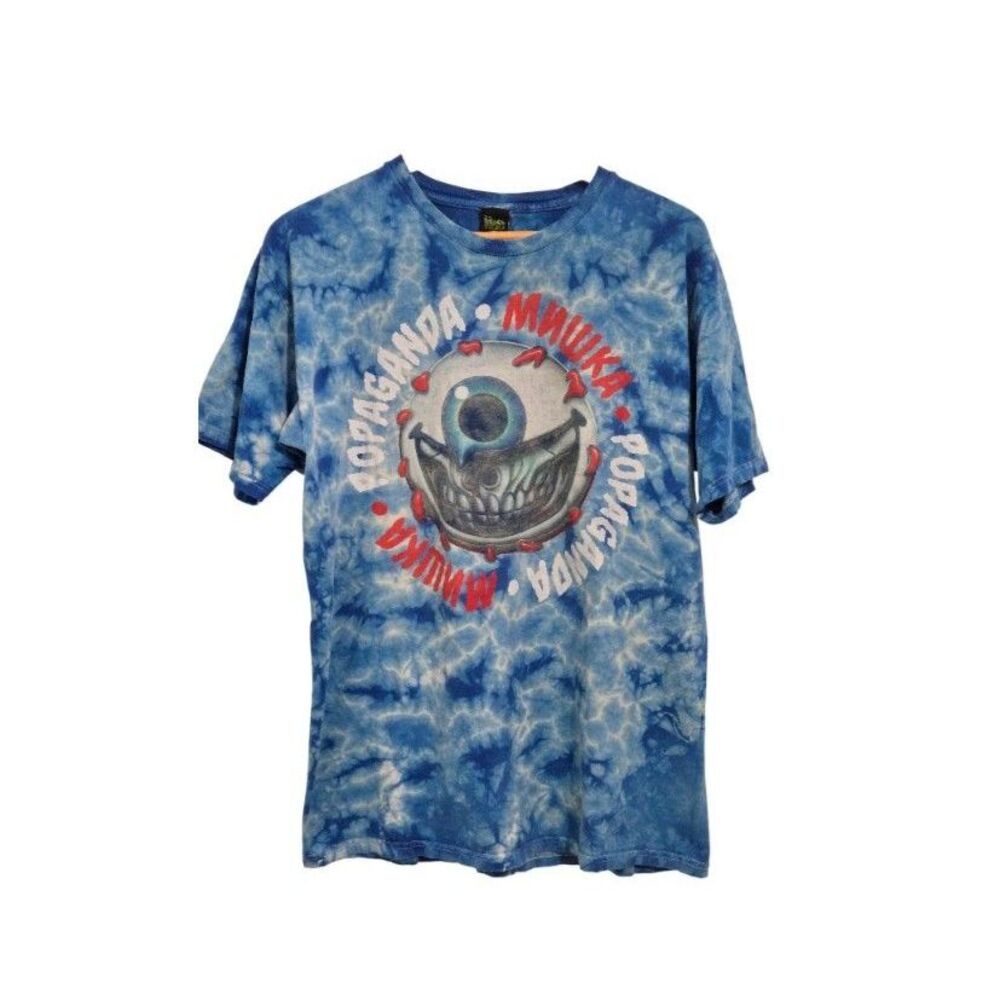 RARE Popaganda MUWKA Eyeball Tie Dye Tee Large Blue Multicolor Collectible
